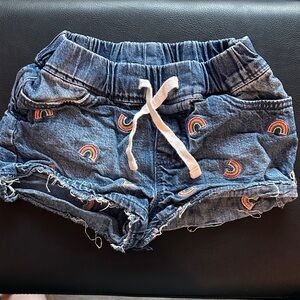 Denim Rainbow Embroidered Toddler Shorts
